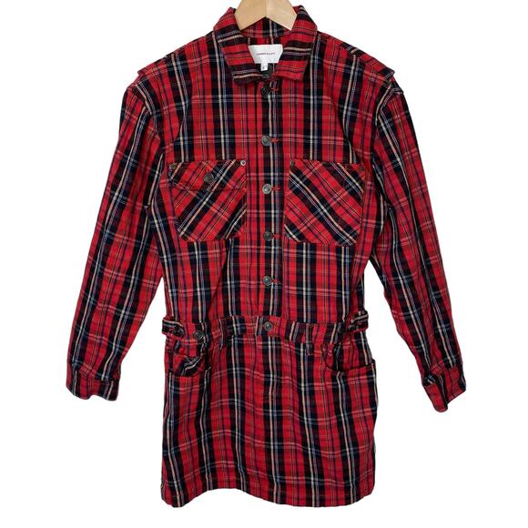 Current/Elliott The Jumpsuit Dress Tartan Red Plaid - Picture 1 of 8